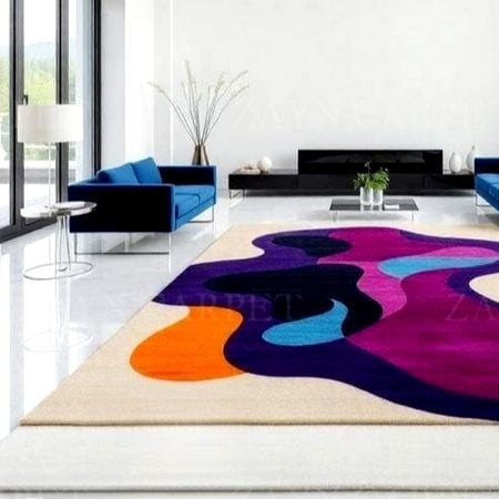 Handcrafted Purple Abstract Living Room Rug
